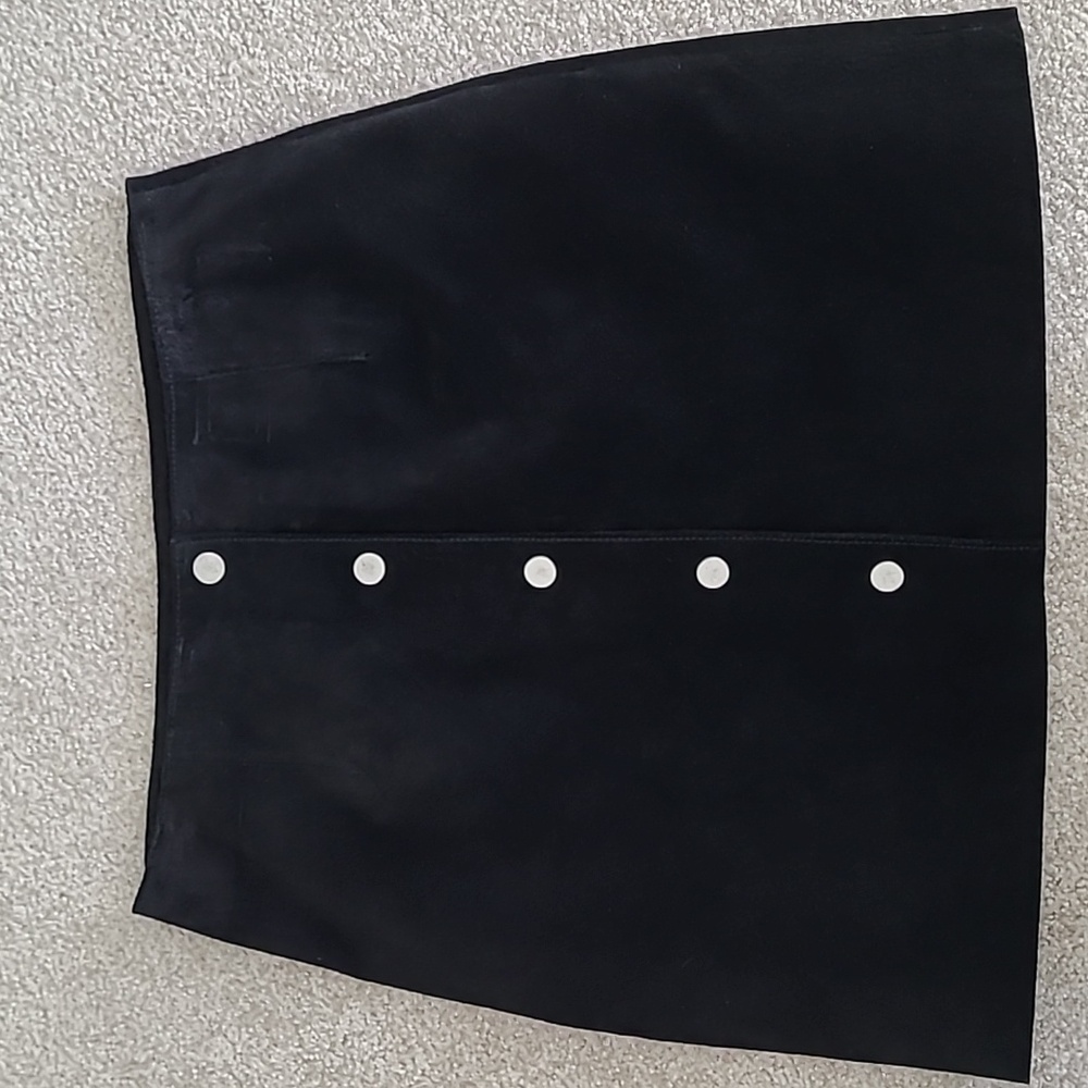 New Look Suede Leather Button-up Mini Skirt, UK6